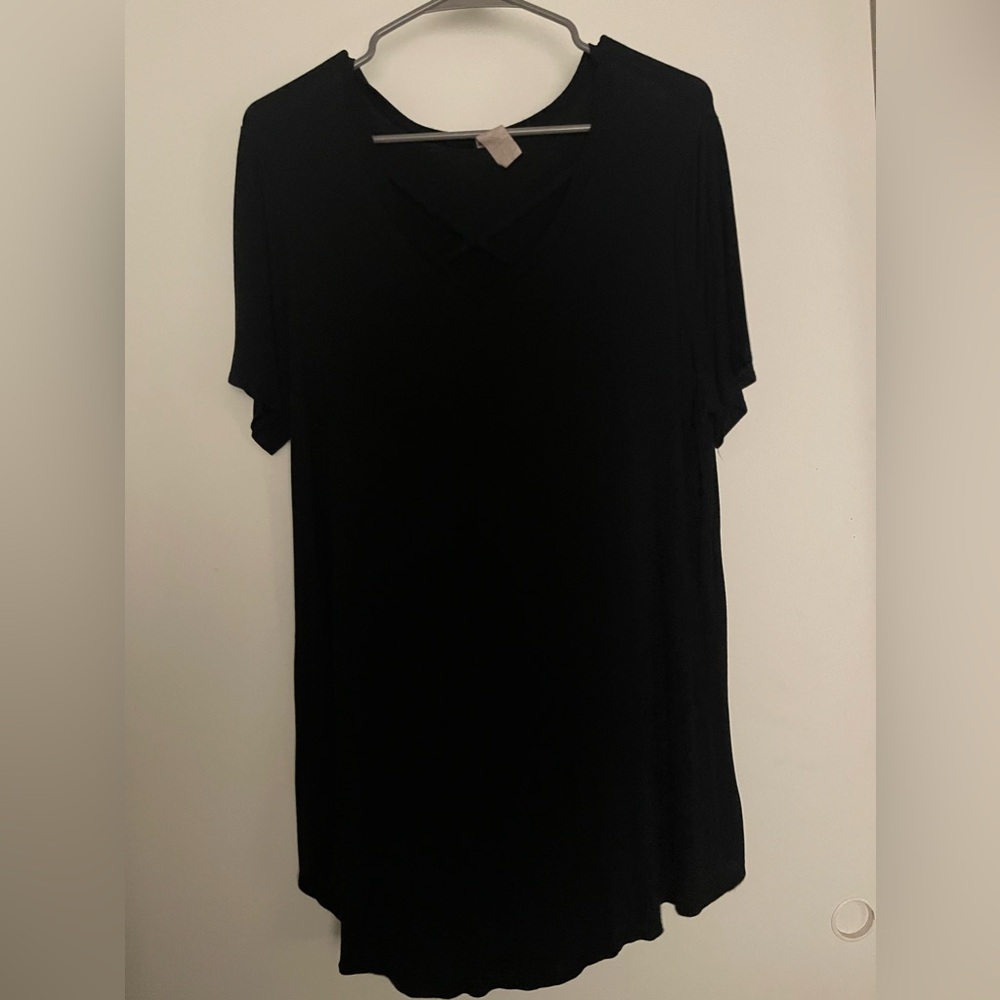 Black Criss Cross Vneck Top